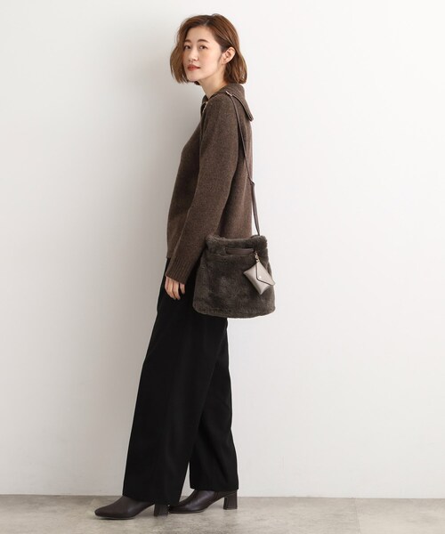 grove（グローブ）の「エコファーポーチ付き2WAYショルダー（ショルダーバッグ・レディース・アイボリー/ブラウン系その他/ナチュラル/ダークグレー・00）」の16枚目の写真