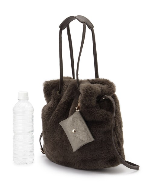 grove（グローブ）の「エコファーポーチ付き2WAYショルダー（ショルダーバッグ・レディース・アイボリー/ブラウン系その他/ナチュラル/ダークグレー・00）」の19枚目の写真