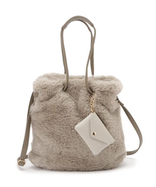 grove（グローブ）の「エコファーポーチ付き2WAYショルダー（ショルダーバッグ・レディース・アイボリー/ブラウン系その他/ナチュラル/ダークグレー・00）」の22枚目の写真