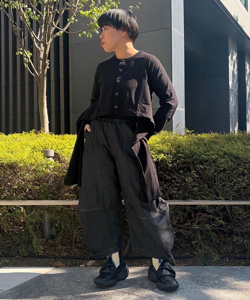 gomme（ゴム）の「8ozデニム　デニムバルーンパンツ（デニムパンツ・レディース・インディゴブルー/ブラック/アイボリー・MEDIUM）」の5枚目の写真