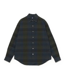 コットン グリーン マドラスチェック ビックシャツ