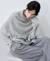 【tageechita】アシンメトリーデザイン テクスチャー ニットプルオーバー
