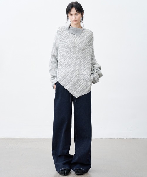 tageechita(タジチタ)の「【tageechita】アシンメトリーデザイン テクスチャー ニットプルオーバー(ニット/セーター・レディース・ライトグレー/アイボリー・S/M)」の7枚目の写真