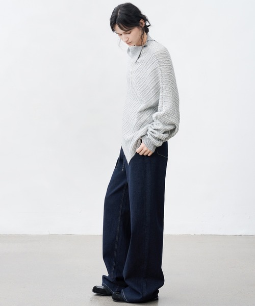 tageechita(タジチタ)の「【tageechita】アシンメトリーデザイン テクスチャー ニットプルオーバー(ニット/セーター・レディース・ライトグレー/アイボリー・S/M)」の13枚目の写真