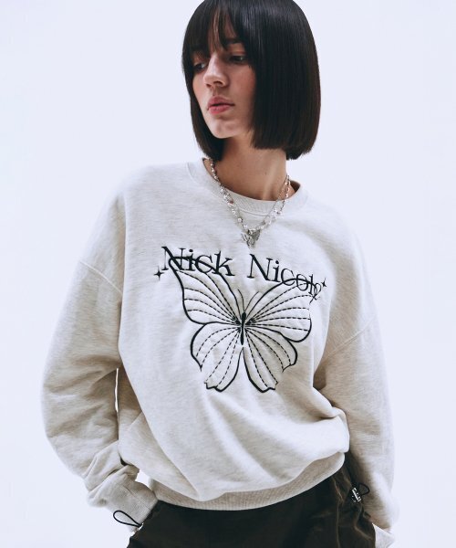 NICK&NICOLE(ニックアンドニコール)の「SHINE BUTTERFLY SWEATSHIRT_OATMEAL(スウェット・レディース・その他・FREE)」の1枚目の写真