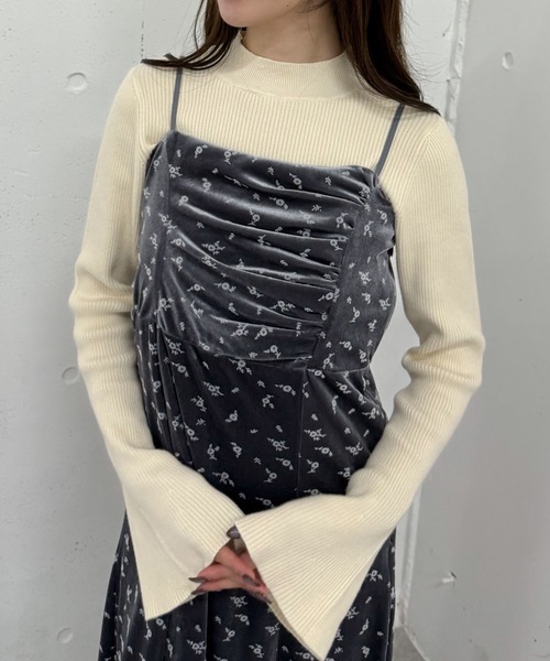 archives（アルシーヴ）の「花柄ベロアキャミワンピース（ワンピース・レディース・ブラウン/ブラック/ブルーグレー・MEDIUM）」の10枚目の写真