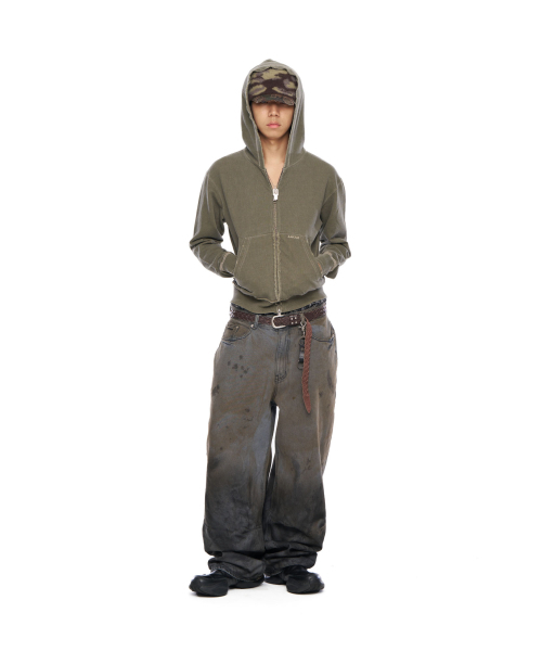 AAKAM（アーカム）の「Vintage Damaged Zip-Up Hoodie (Khaki)（パーカー・レディース・その他・1/2）」の8枚目の写真