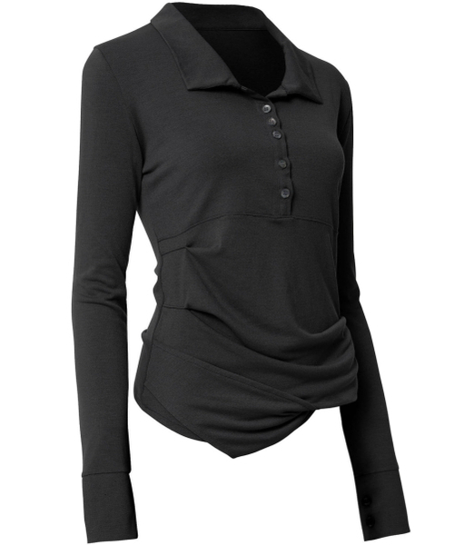 FLAREUP(フレアアップ)の「Asymmetrical Draped Shirt (FL-186_Black)(ポロシャツ・レディース・ブラック・1/2)」の19枚目の写真