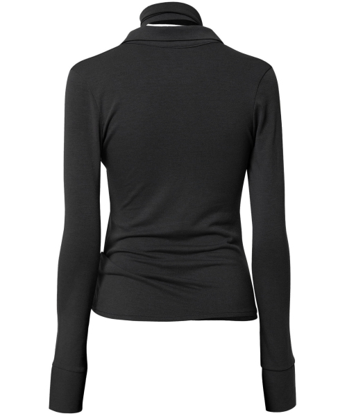 FLAREUP(フレアアップ)の「Asymmetrical Draped Shirt (FL-186_Black)(ポロシャツ・レディース・ブラック・1/2)」の21枚目の写真