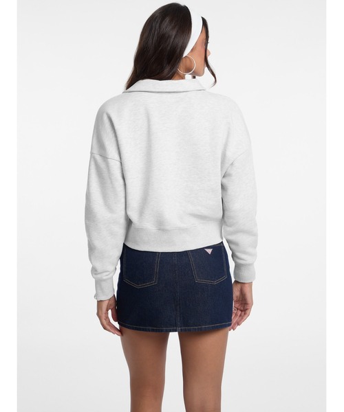 GUESS JEANS（ゲスジーンズ）の「GUESS JEANS Notched Collar Crop Sweat スウェット（スウェット・レディース・グレー/ブラック・X-SMALL/SMALL/MEDIUM）」の3枚目の写真
