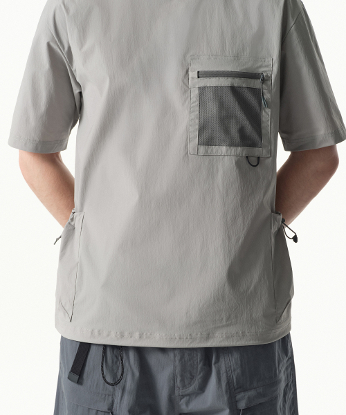 MUSINSA STANDARD（ムシンサスタンダード）の「[シティレジャー] ユーティリティメッシュポケットウーブンTシャツ [ライトグレー]（Tシャツ/カットソー・メンズ・その他・SMALL/MEDIUM/LARGE/X-LARGE/XX-LARGE）」の7枚目の写真