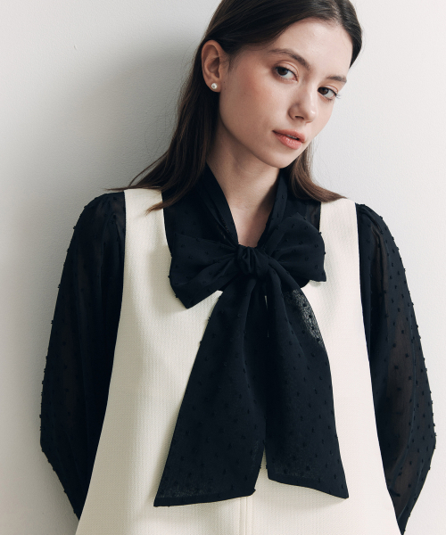 ZEROSTREET（ゼロストリート）の「[2カラー] シュガーリボンブラウス（シャツ/ブラウス・レディース・アイボリー/ブラック・SMALL/MEDIUM）」の7枚目の写真