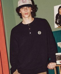 XTONZ（エクストーンズ）の「XTK166 オーバーサイズ ヘンリーネック プルオーバーニット (ブラック)（ニット/セーター）」