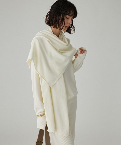 BABYLONE（バビロン）の「レイヤードニットセット（ニット/セーター・レディース・オフホワイト/チャコールグレー・フリー）」の5枚目の写真