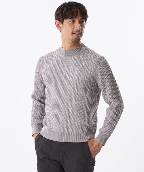 EPOCA UOMO(エポカウォモ)の「ミックスモックネックニット(ニット/セーター・メンズ・グレー/ブラック・48/46)」の2枚目の写真