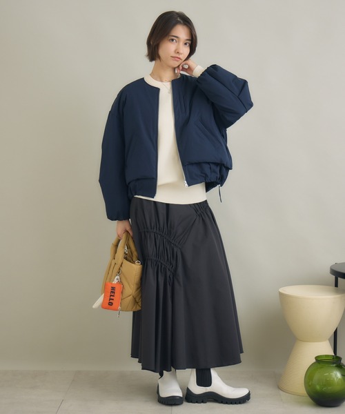 KATHARINE ROSS（キャサリンロス）の「【KATHARINE ROSS】【サスティナブル＆軽暖アウター】Sorona中綿エコブルゾン（ブルゾン・レディース・ネイビー/キャメル/グレイッシュベージュ・FREE）」の4枚目の写真