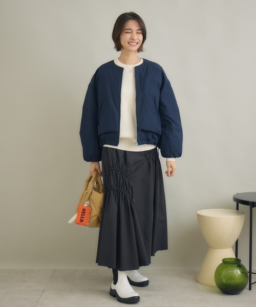 KATHARINE ROSS（キャサリンロス）の「【KATHARINE ROSS】【サスティナブル＆軽暖アウター】Sorona中綿エコブルゾン（ブルゾン・レディース・ネイビー/キャメル/グレイッシュベージュ・FREE）」の5枚目の写真