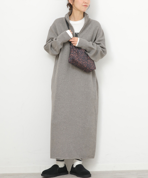 JOURNAL STANDARD relume（ジャーナルスタンダード　レリューム）の「《WEB限定追加》スウェットライクハーフジップワンピース（ワンピース・レディース・ネイビー/グレー・FREE）」の4枚目の写真