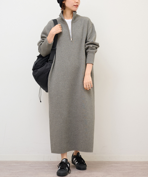 JOURNAL STANDARD relume（ジャーナルスタンダード　レリューム）の「《WEB限定追加》スウェットライクハーフジップワンピース（ワンピース・レディース・ネイビー/グレー・FREE）」の7枚目の写真