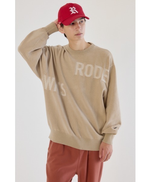 RODEO CROWNS WIDE BOWL(ロデオクラウンズワイドボウル)の「ランダムロゴモールニット(ニット/セーター・メンズ・ベージュ/ネイビー/ブラック・MEDIUM/LARGE)」の1枚目の写真
