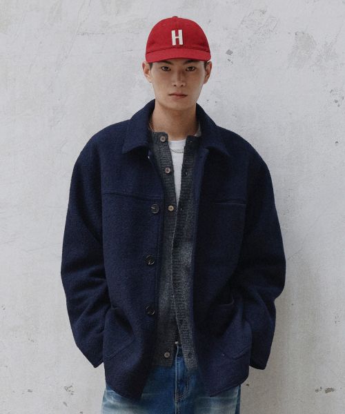 LEIRE（ルアール）の「ウールブレンドブークルハーフコート[ネイビー]（チェスターコート・メンズ・その他・LARGE/X-LARGE/MEDIUM）」の3枚目の写真