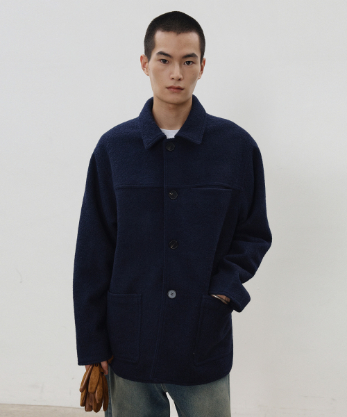 LEIRE（ルアール）の「ウールブレンドブークルハーフコート[ネイビー]（チェスターコート・メンズ・その他・LARGE/X-LARGE/MEDIUM）」の4枚目の写真