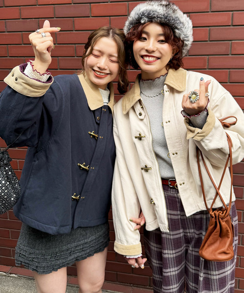 DOUBLE NAME（ダブルネーム）の「ダックファイヤーマンクロップドジャケット（ブルゾン・レディース・オフホワイト/ネイビー・FREE）」の3枚目の写真