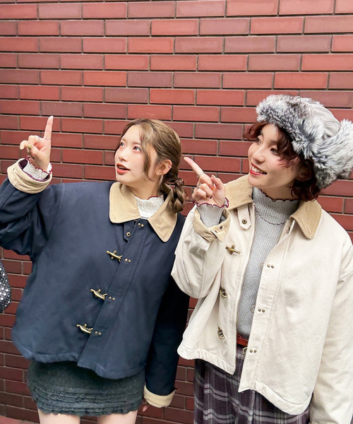 DOUBLE NAME（ダブルネーム）の「ダックファイヤーマンクロップドジャケット（ブルゾン・レディース・オフホワイト/ネイビー・FREE）」の4枚目の写真