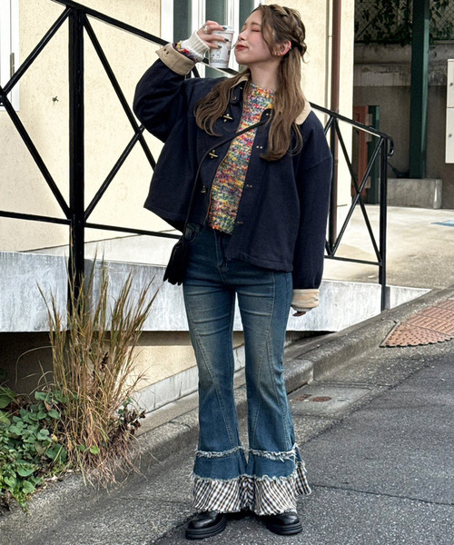 DOUBLE NAME（ダブルネーム）の「ダックファイヤーマンクロップドジャケット（ブルゾン・レディース・オフホワイト/ネイビー・FREE）」の11枚目の写真