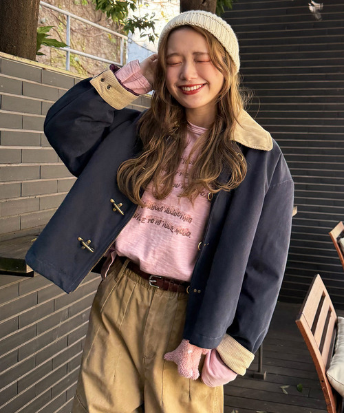 DOUBLE NAME（ダブルネーム）の「ダックファイヤーマンクロップドジャケット（ブルゾン・レディース・オフホワイト/ネイビー・FREE）」の14枚目の写真