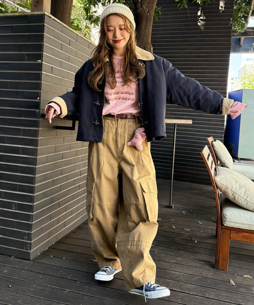 DOUBLE NAME（ダブルネーム）の「ダックファイヤーマンクロップドジャケット（ブルゾン・レディース・オフホワイト/ネイビー・FREE）」の15枚目の写真