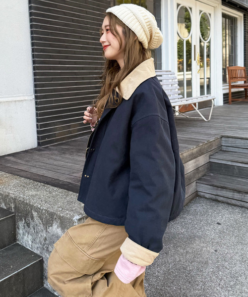 DOUBLE NAME（ダブルネーム）の「ダックファイヤーマンクロップドジャケット（ブルゾン・レディース・オフホワイト/ネイビー・FREE）」の18枚目の写真