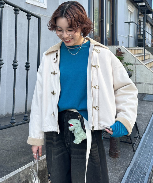 DOUBLE NAME（ダブルネーム）の「ダックファイヤーマンクロップドジャケット（ブルゾン・レディース・オフホワイト/ネイビー・FREE）」の20枚目の写真