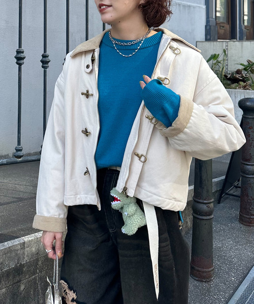 DOUBLE NAME（ダブルネーム）の「ダックファイヤーマンクロップドジャケット（ブルゾン・レディース・オフホワイト/ネイビー・FREE）」の21枚目の写真