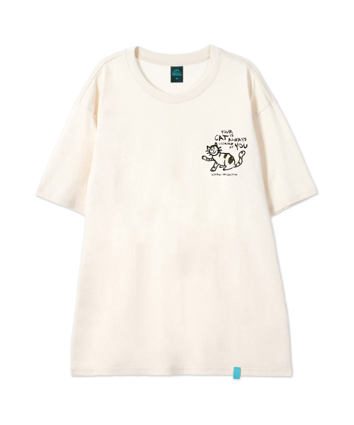ASTRAL PROJECTION（アストラルプロジェクション）の「[ドゥドルキャット]コットンルーズフィット半袖Tシャツ_バターミルク（Tシャツ/カットソー・メンズ・その他・LARGE/MEDIUM/X-LARGE/XX-LARGE）」の2枚目の写真