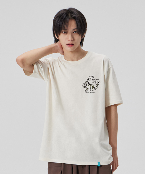 ASTRAL PROJECTION（アストラルプロジェクション）の「[ドゥドルキャット]コットンルーズフィット半袖Tシャツ_バターミルク（Tシャツ/カットソー・メンズ・その他・LARGE/MEDIUM/X-LARGE/XX-LARGE）」の4枚目の写真