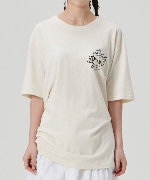 ASTRAL PROJECTION（アストラルプロジェクション）の「[ドゥドルキャット]コットンルーズフィット半袖Tシャツ_バターミルク（Tシャツ/カットソー・メンズ・その他・LARGE/MEDIUM/X-LARGE/XX-LARGE）」の5枚目の写真