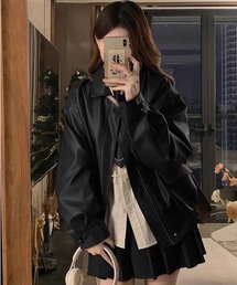 lulufa（ルルファ）の「PU オーバーサイズ フェイクレザー ジャケット/韓国ファッション アウター 秋冬（その他アウター）」