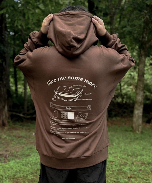S'more(スモア)の「COTTON HOODED SWEATSHIRT - S'more recipe コットンフーディッドスウェット - スモアレシピ(パーカー・レディース・ベージュ/ブラウン・MEDIUM/SMALL/LARGE)」の7枚目の写真