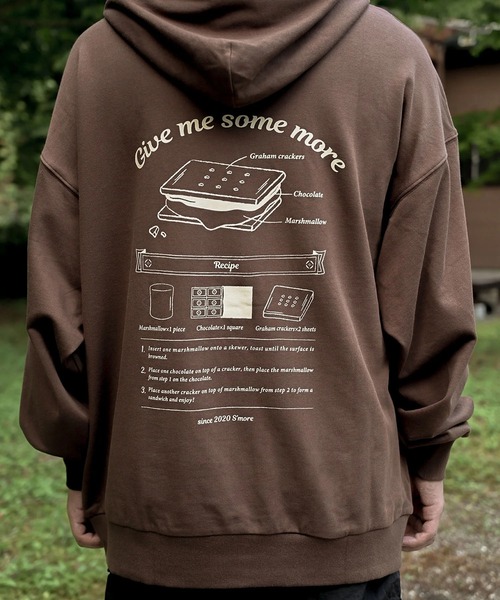 S'more(スモア)の「COTTON HOODED SWEATSHIRT - S'more recipe コットンフーディッドスウェット - スモアレシピ(パーカー・レディース・ベージュ/ブラウン・MEDIUM/SMALL/LARGE)」の8枚目の写真