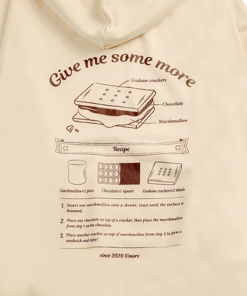 S'more(スモア)の「COTTON HOODED SWEATSHIRT - S'more recipe コットンフーディッドスウェット - スモアレシピ(パーカー・レディース・ベージュ/ブラウン・MEDIUM/SMALL/LARGE)」の19枚目の写真