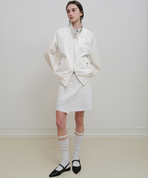 Cotton twill mini skirt (ivory)