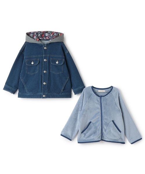 sense of wonder(センスオブワンダー)の「3WAYフード付ニットデニムジャケット(ブルゾン・キッズ・ネイビー・130cm/100cm/90cm/120cm/110cm)」の19枚目の写真