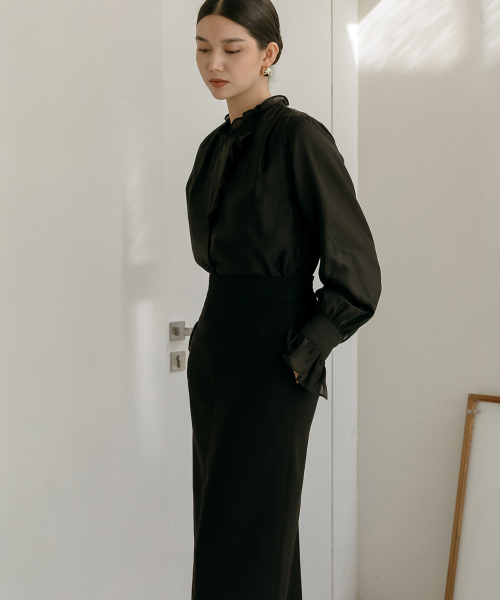 MAYVERU（メイバーユー）の「Novelle Stitch Skirt _ Black（スカート・レディース・ブラック・SMALL/MEDIUM）」の9枚目の写真