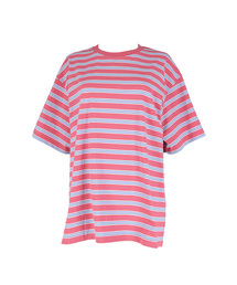 SAYUU（サユ）の「ストライプビスケット半袖Tシャツピンク（Tシャツ/カットソー）」