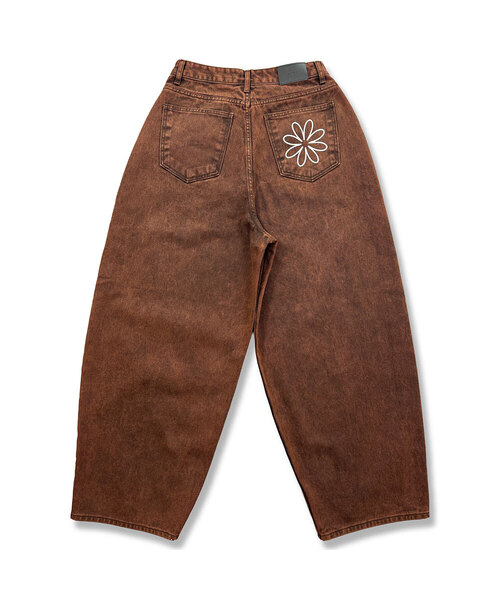 カチオンウォッシュドブラウンバルーンパンツ