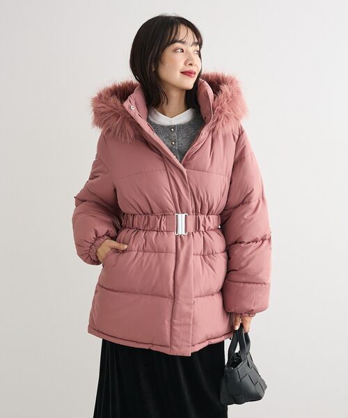 【NEW】グリーンパークス（Green Parks）/・swing by ファイバーダウンベルト付コート セール】・swing by ファイバーダウンベルト付コート（その他アウター