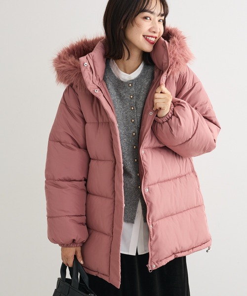 クリームソーダー⭐︎Ferragamo ピンクベージュ ベルト付ダウンコート セール】・swing by ファイバーダウンベルト付コート（その他アウター