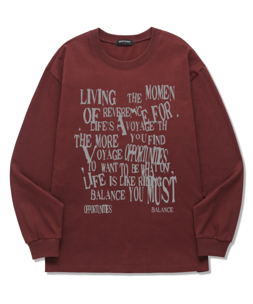 VANNWORKS(バンワークス)の「BALANCE TYPO ロングスリーブ (VLS0074) バーガンディ(Tシャツ/カットソー・レディース・その他・SMALL/MEDIUM/LARGE/X-LARGE/XX-LARGE)」の1枚目の写真