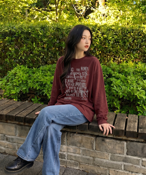 VANNWORKS(バンワークス)の「BALANCE TYPO ロングスリーブ (VLS0074) バーガンディ(Tシャツ/カットソー・レディース・その他・SMALL/MEDIUM/LARGE/X-LARGE/XX-LARGE)」の5枚目の写真
